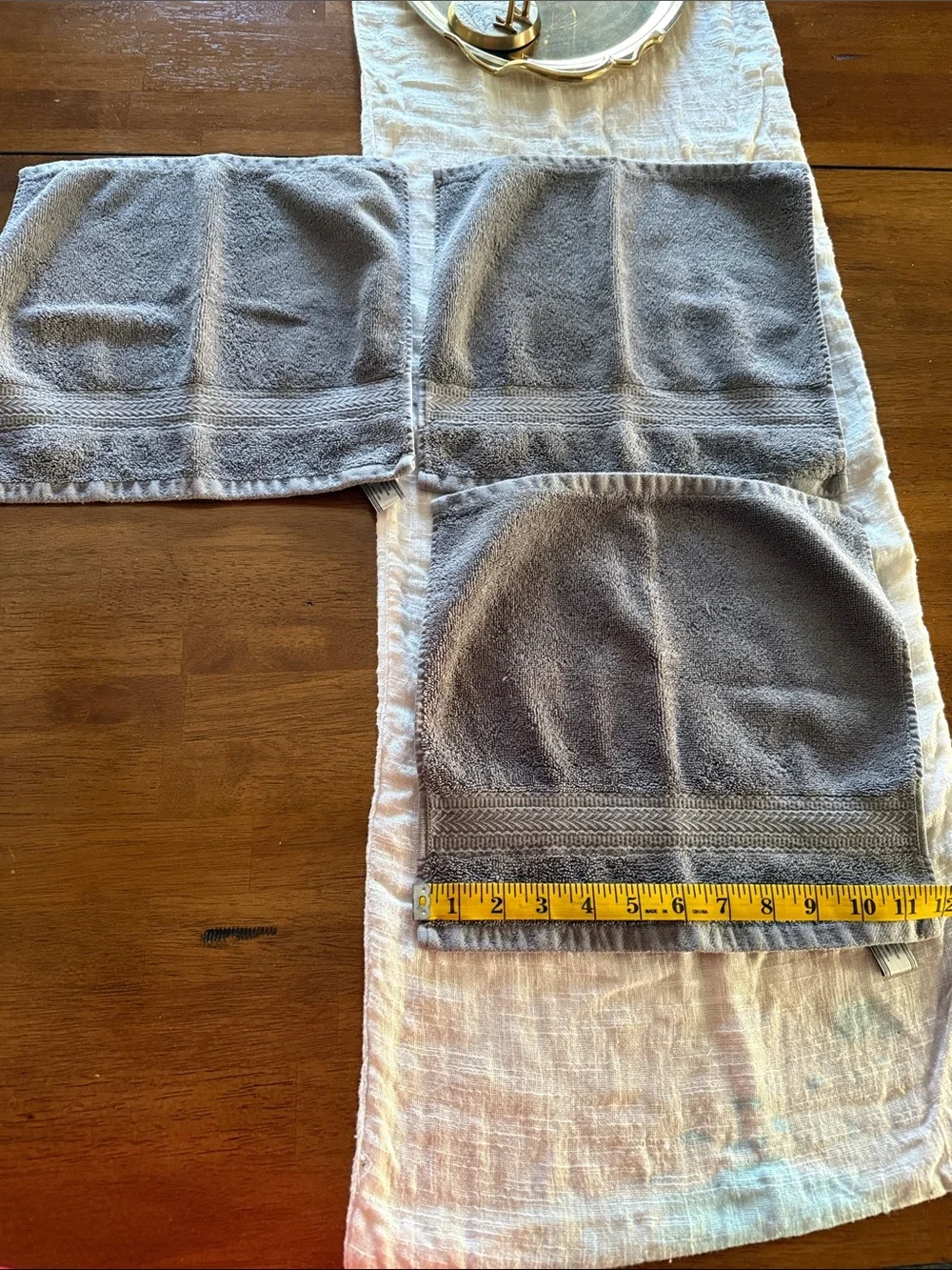 Set of 3 Hotel Collection Square Washcloth grey,12 Inch
